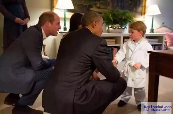 Photos: Little Prince George meets President Obama and wife, Michelle, at Kessington Palace
